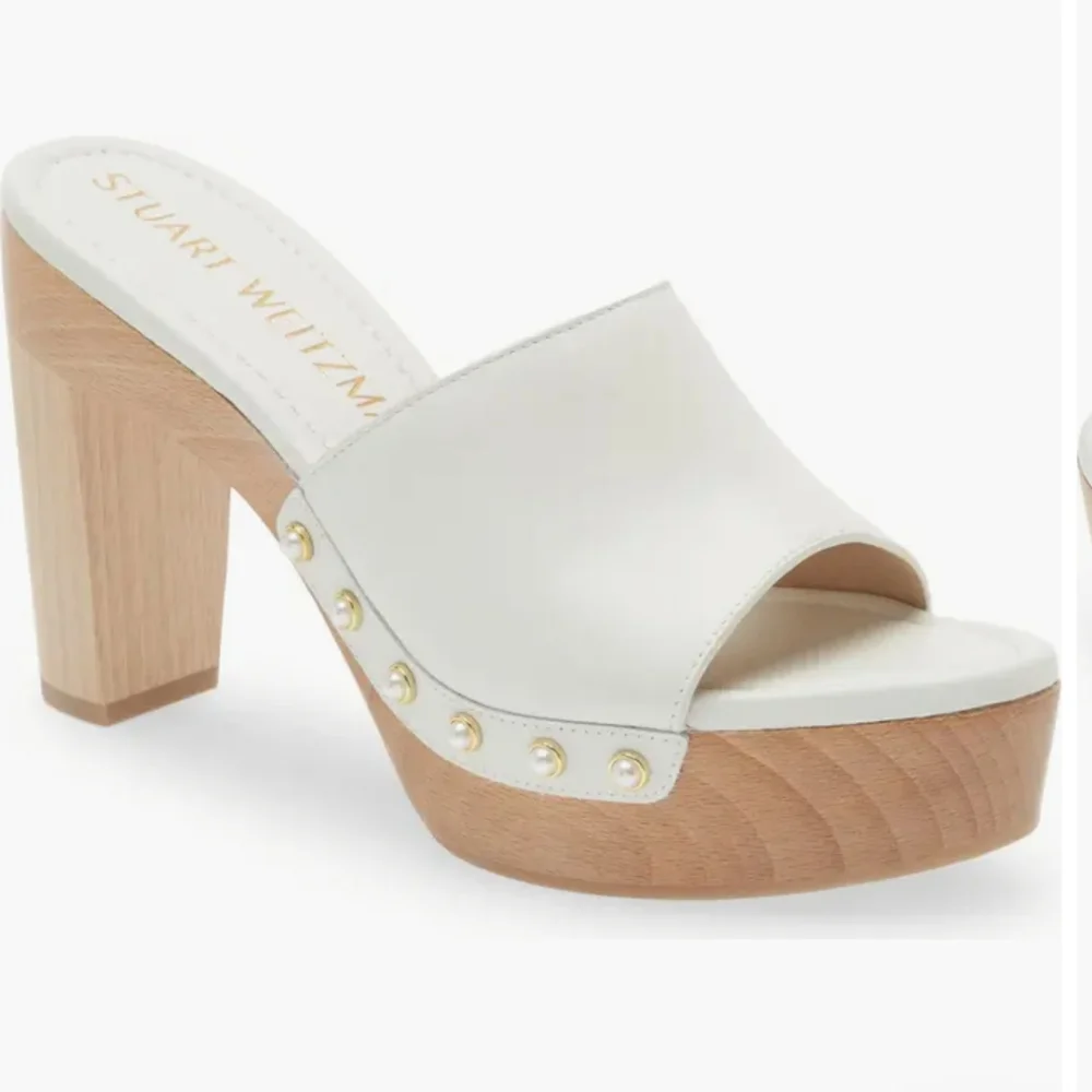 Stuart Weitzman Imitation Pearl Clog 85 Sandal - Picture 1 of 9